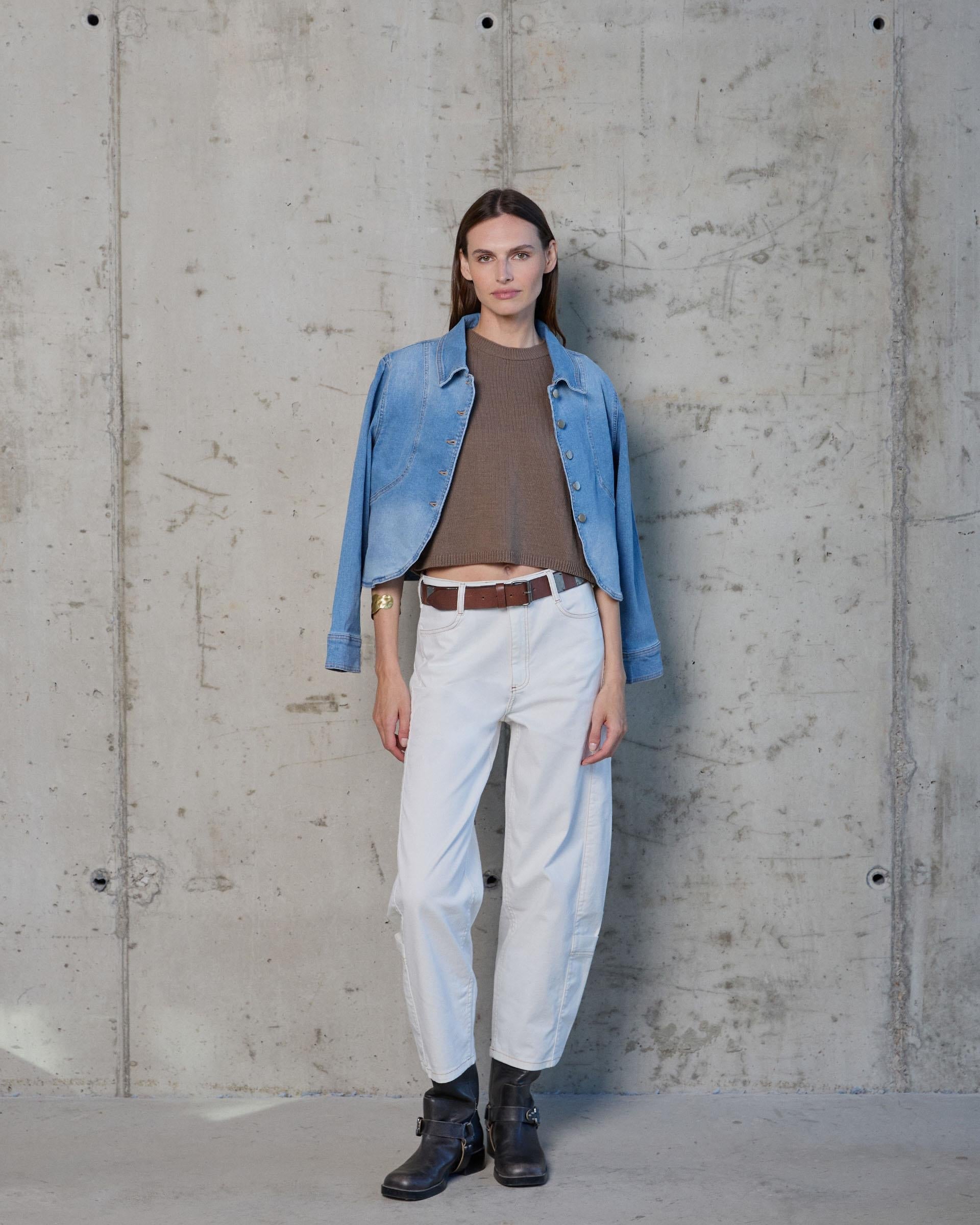 CAZADORA DENIM MANGA ABULLONADA