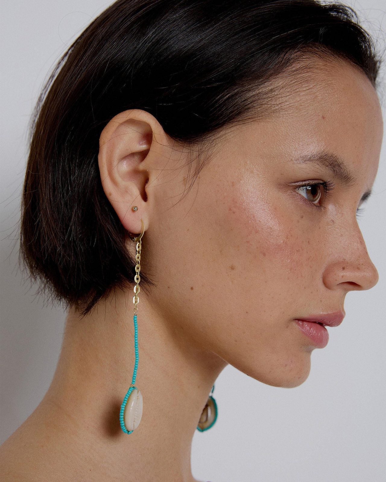 Pendientes Concha Verde Agua