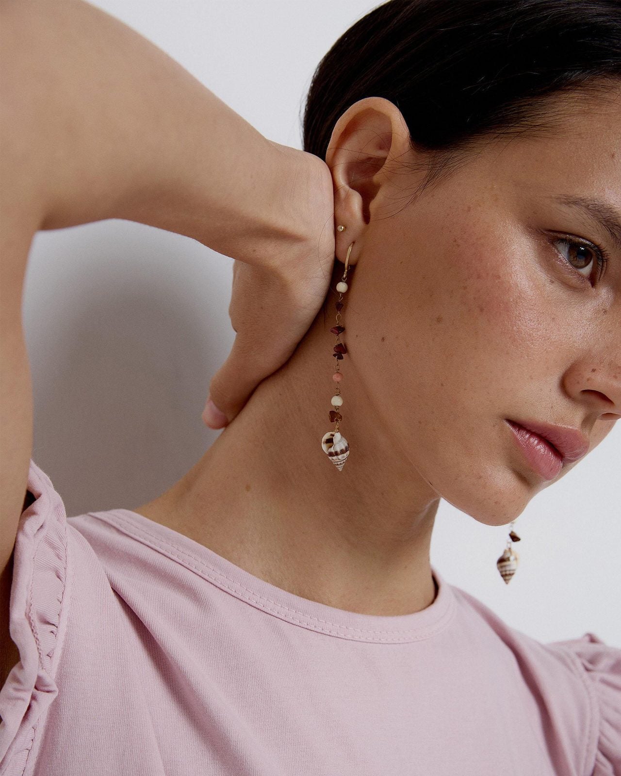 Pendientes Caracola Rosa