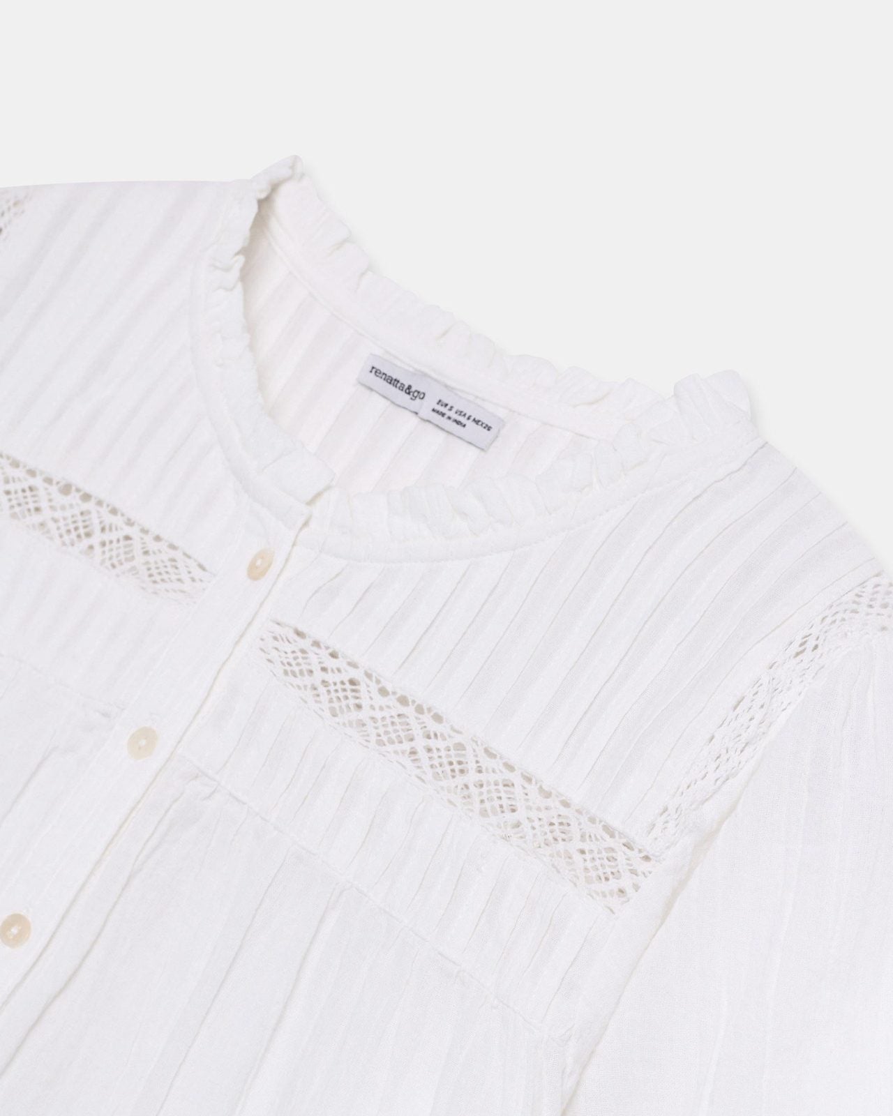 Blusa Manga Corta Puntillas Blanca