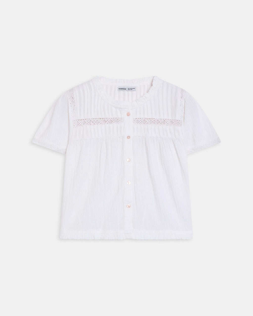 Blusa Manga Corta Puntillas Blanca