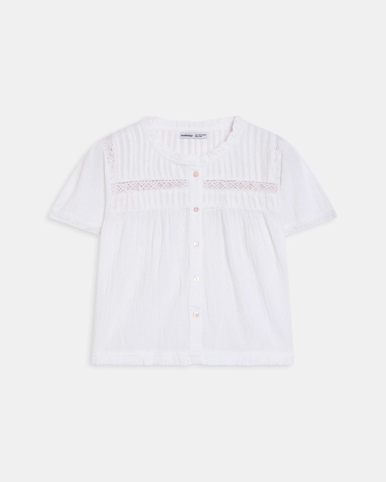 Blusa Manga Corta Puntillas Blanca