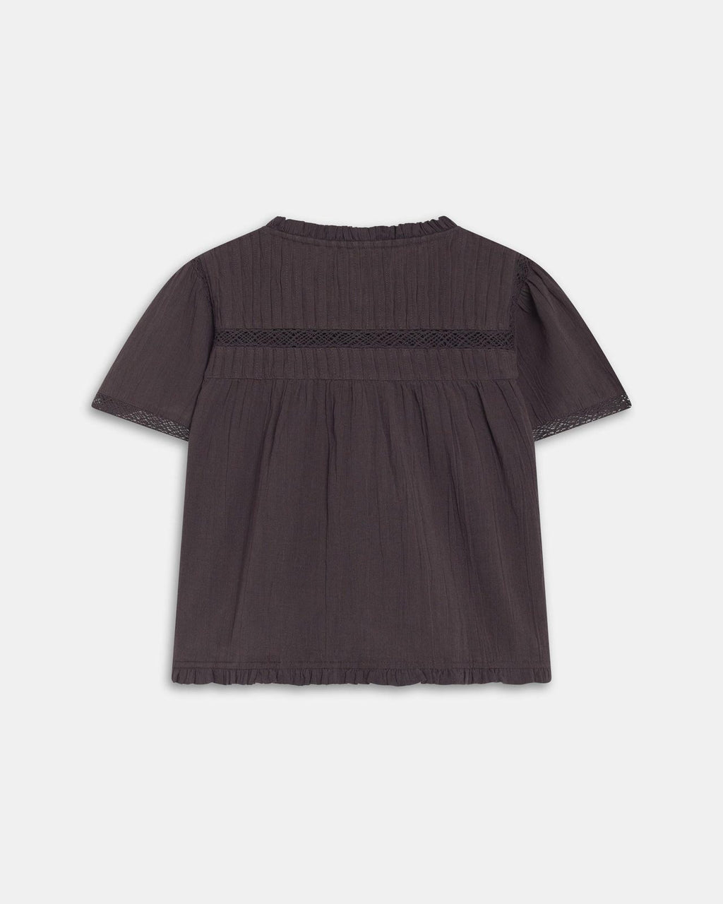 Blusa Manga Corta Puntillas Antracita