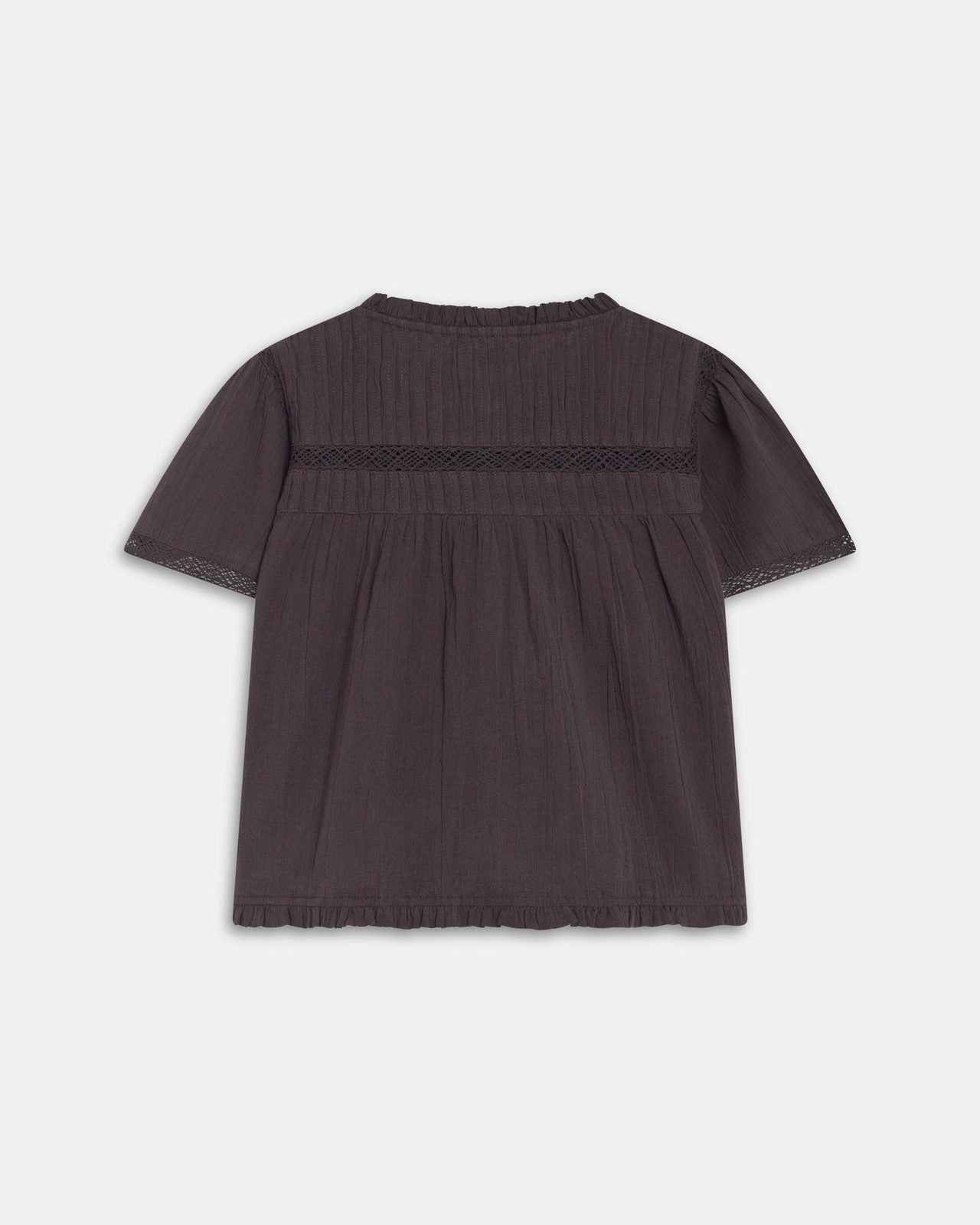Blusa Manga Corta Puntillas Antracita