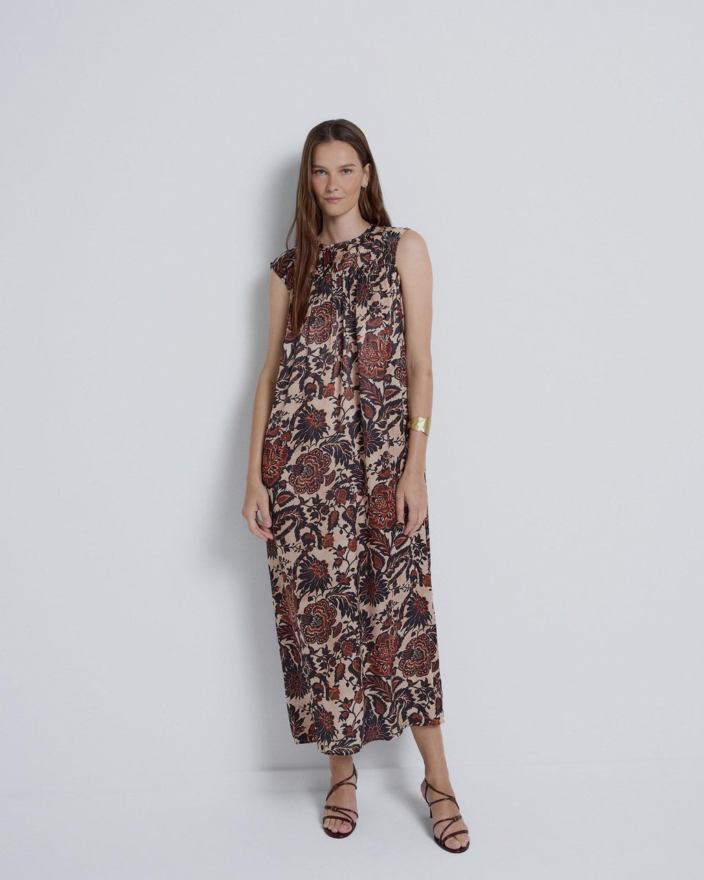 VESTIDO LARGO FRUNCE ESCOTE