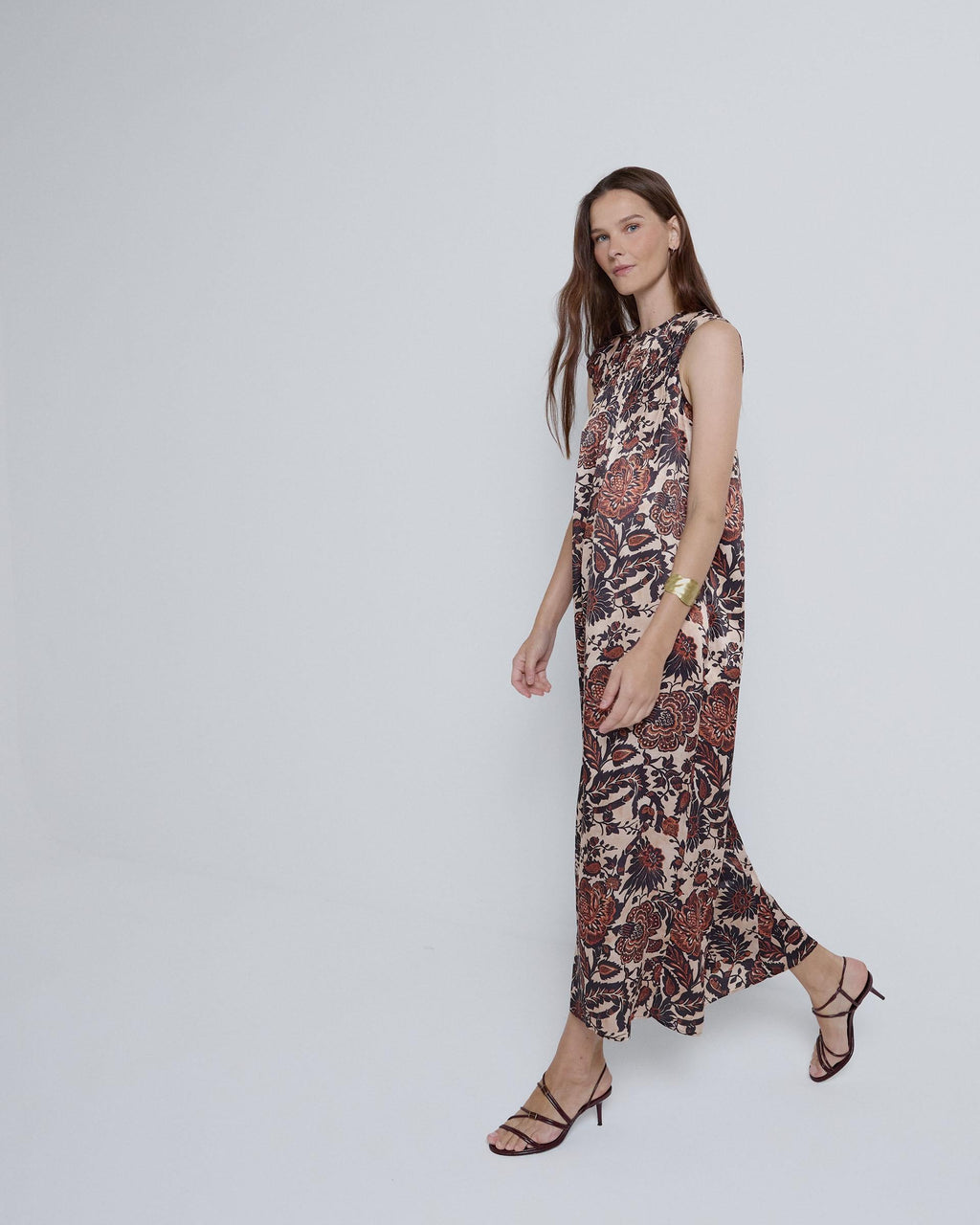 VESTIDO LARGO FRUNCE ESCOTE