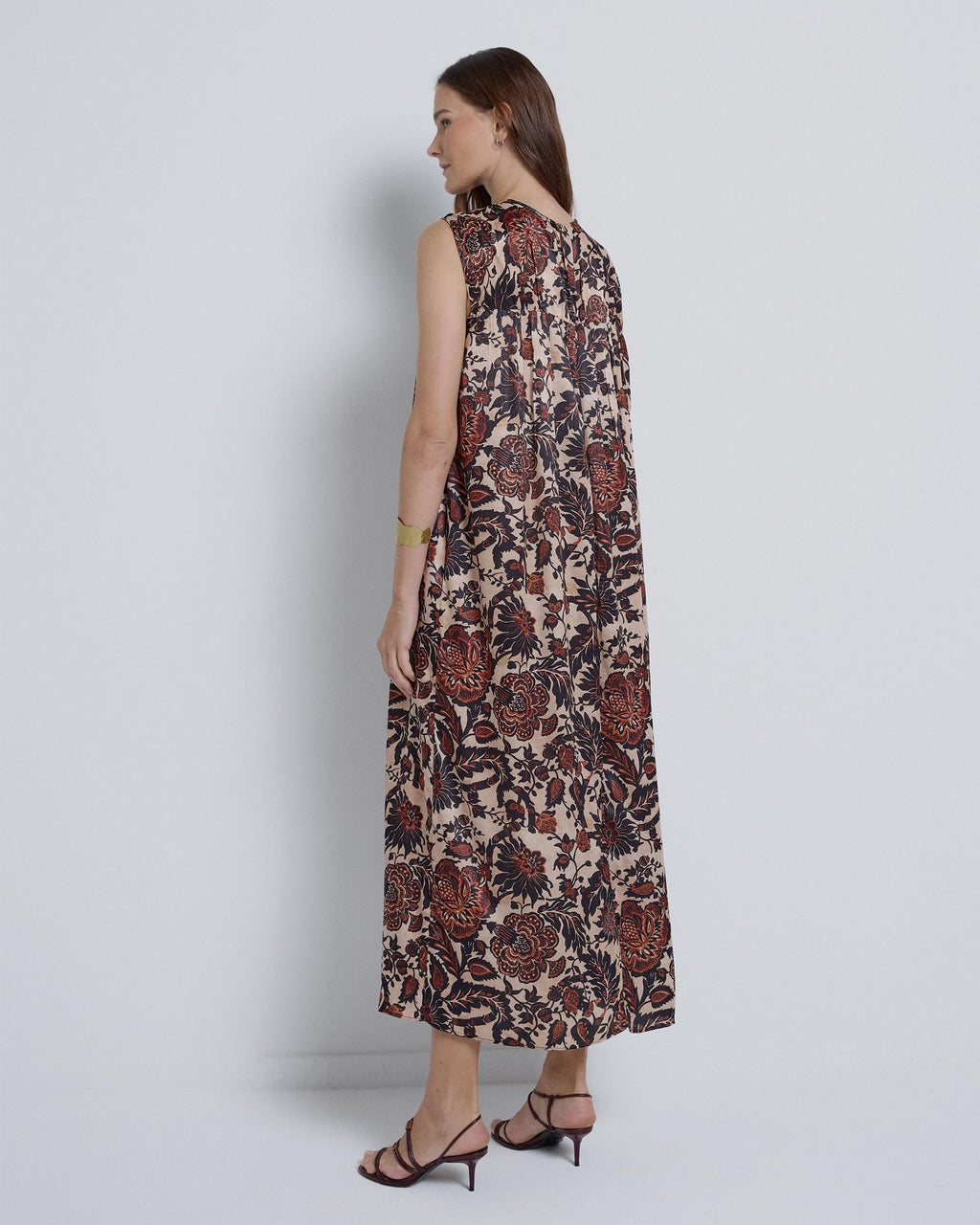 VESTIDO LARGO FRUNCE ESCOTE