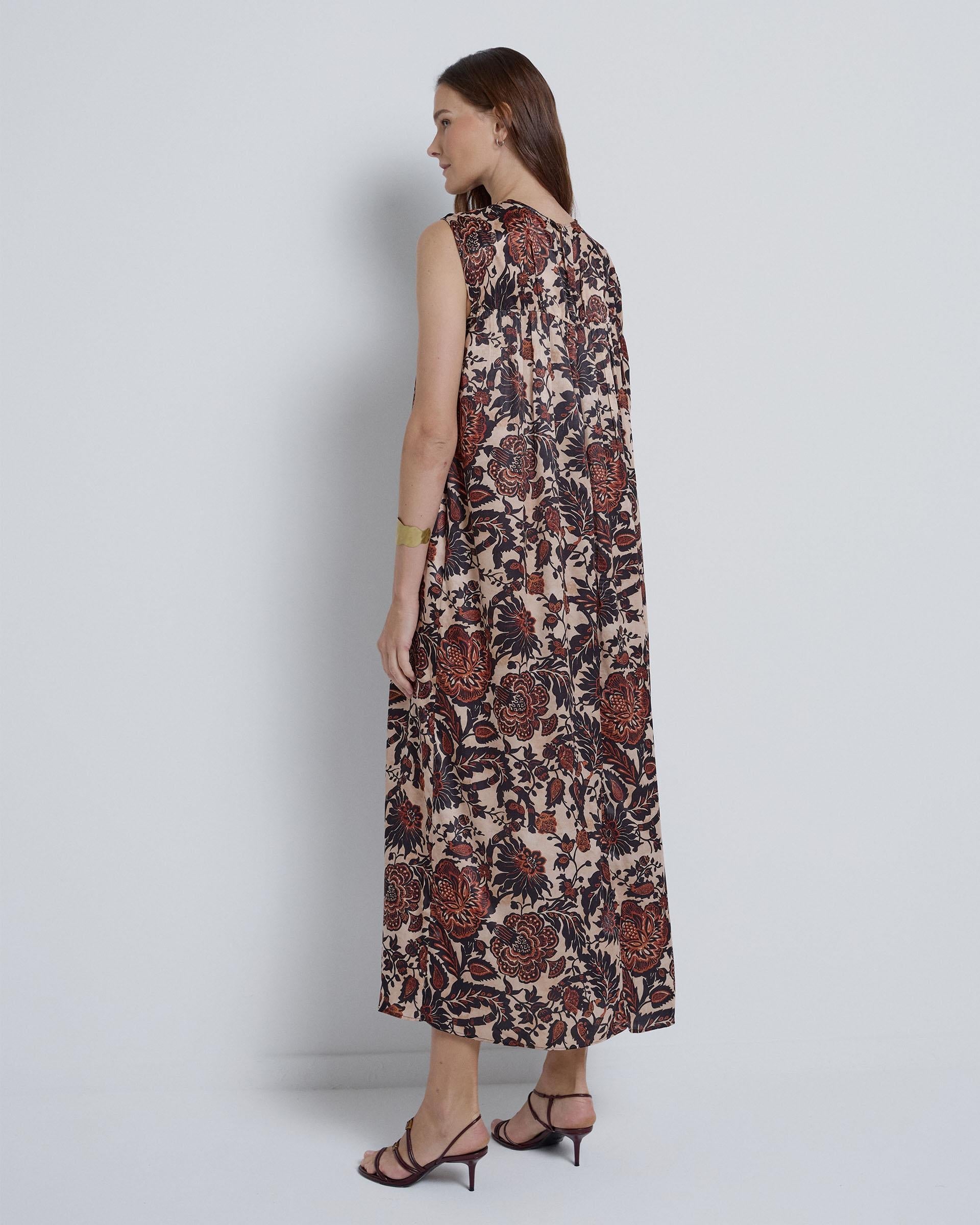 VESTIDO LARGO FRUNCE ESCOTE