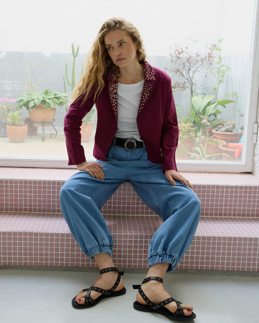 Blazer Lentejuelas Rosa Oscuro