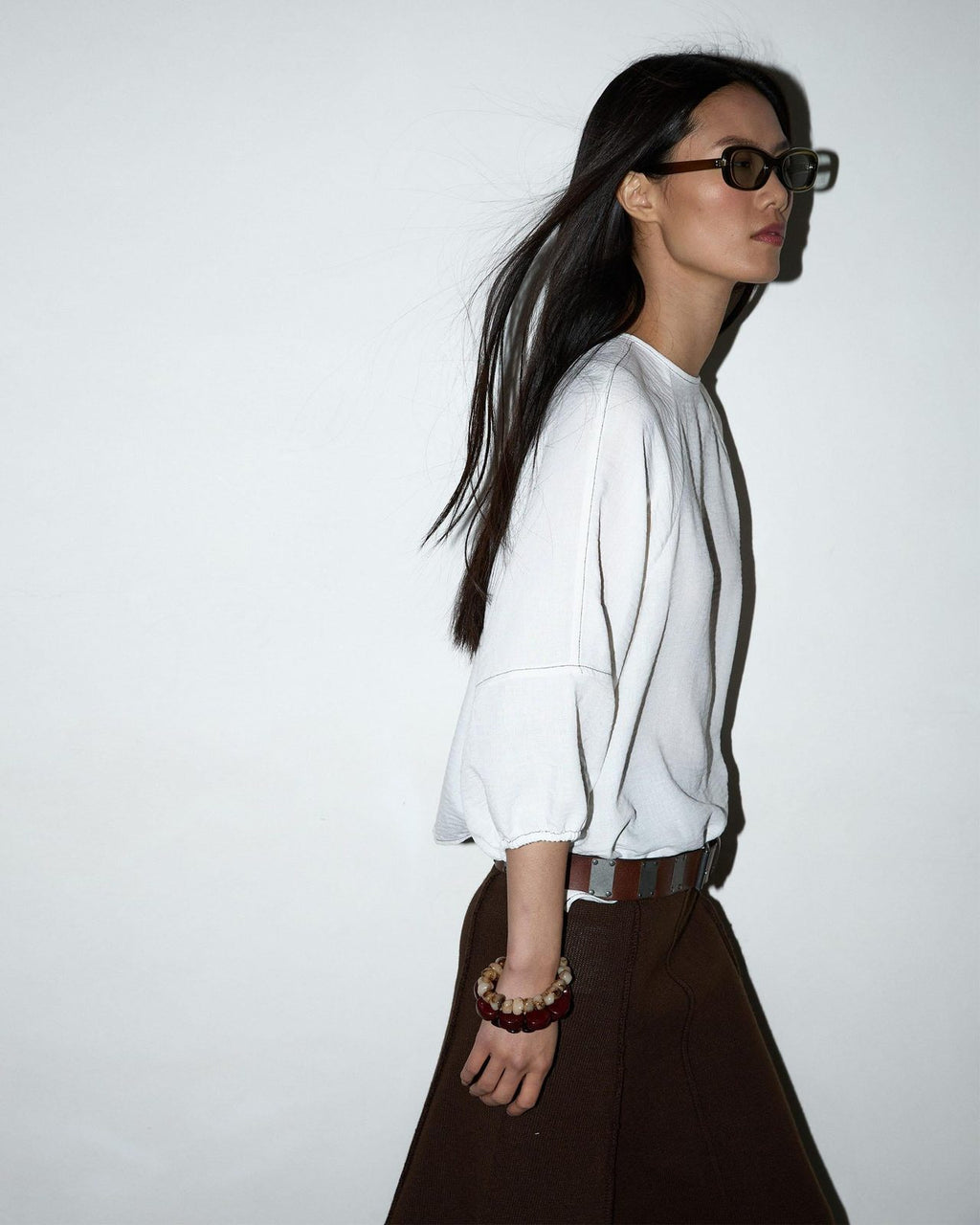 Blusa Escote Espalda Costuras Blanca