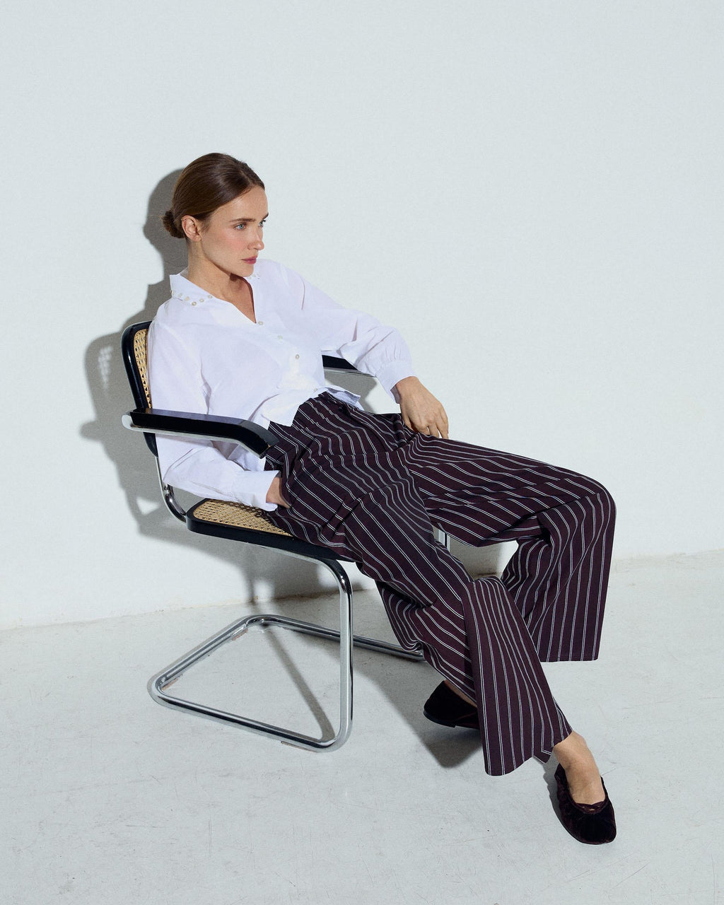 PANTALON RAYAS WIDE LEG PINZAS