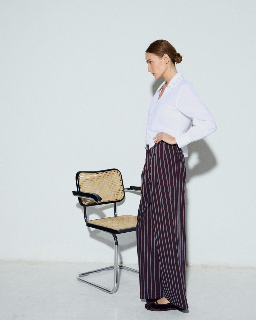 PANTALON RAYAS WIDE LEG PINZAS