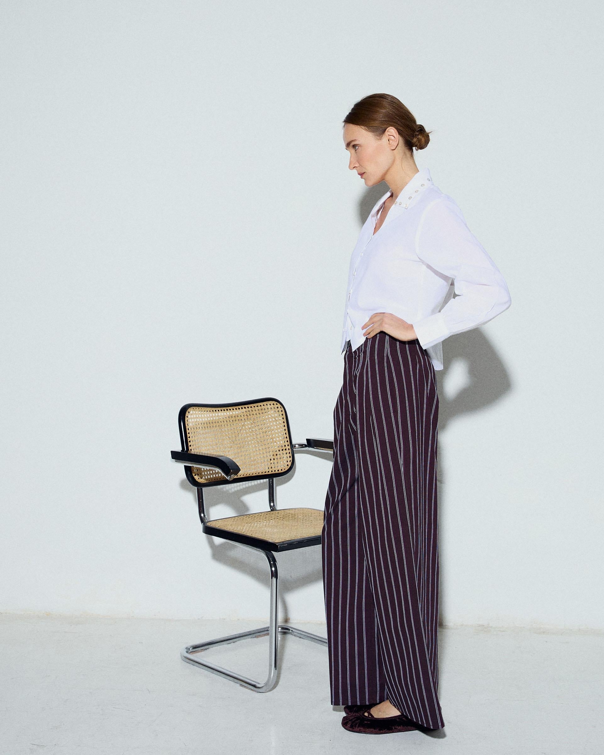 PANTALON RAYAS WIDE LEG PINZAS