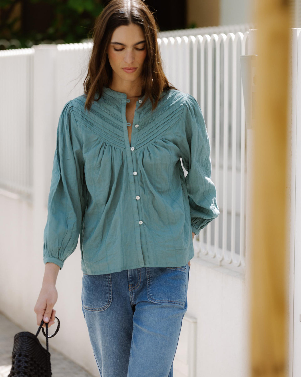 BLUSA TEJIDO RAYAS PUNTILLAS