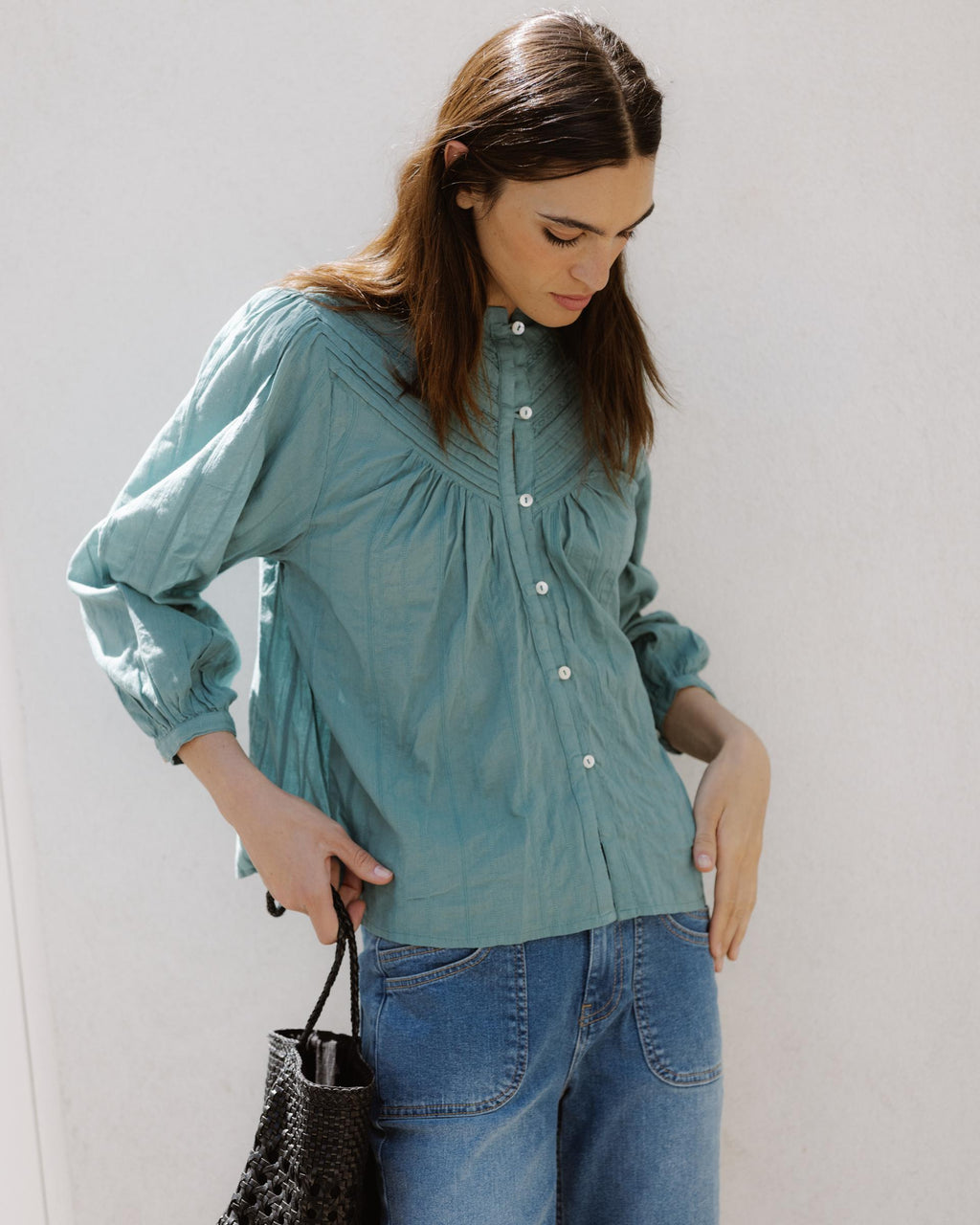 BLUSA TEJIDO RAYAS PUNTILLAS