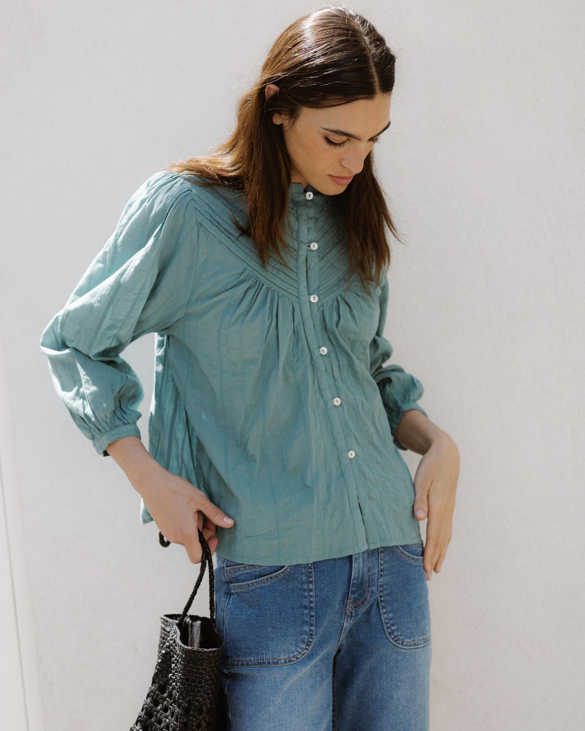 BLUSA TEJIDO RAYAS PUNTILLAS