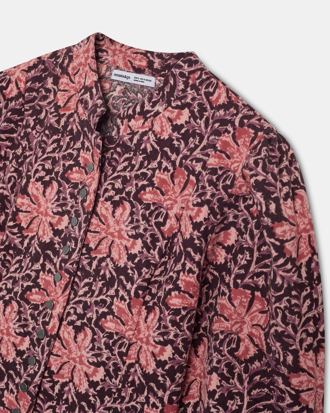 Chaqueta Botones Estampado Floral Rosa