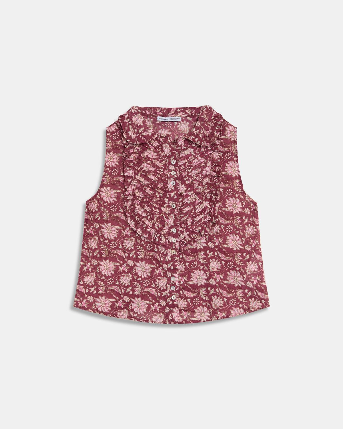 BLUSA SIN MANGAS PECHERA ESTAMPADO FLORAL