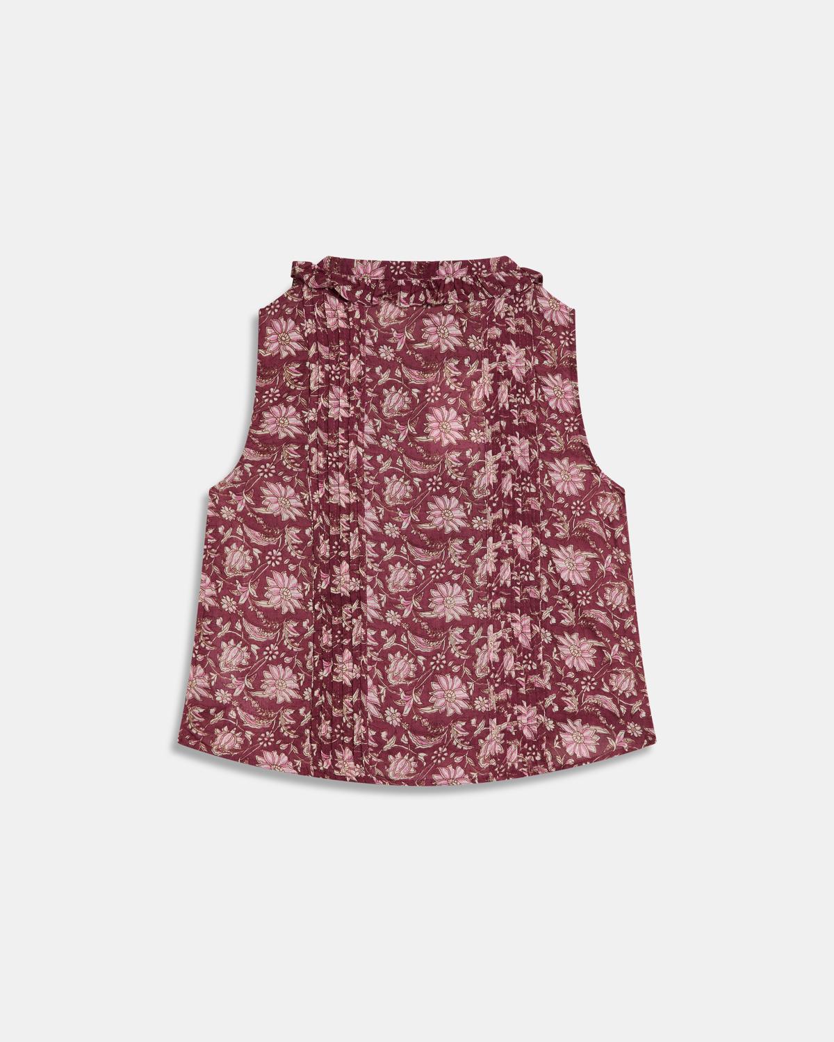 BLUSA SIN MANGAS PECHERA ESTAMPADO FLORAL