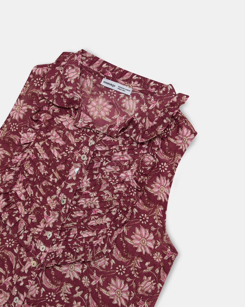 BLUSA SIN MANGAS PECHERA ESTAMPADO FLORAL
