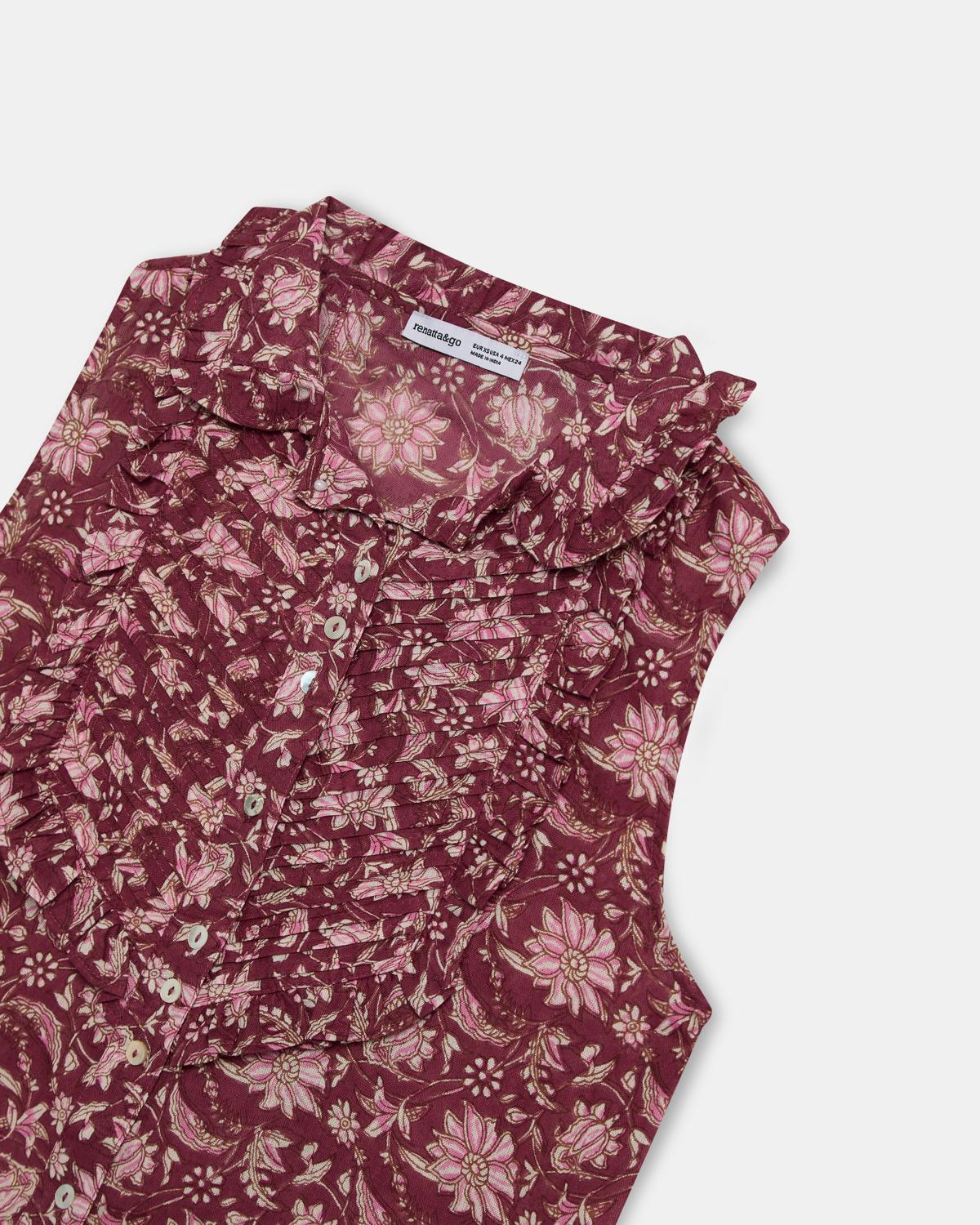 BLUSA SIN MANGAS PECHERA ESTAMPADO FLORAL