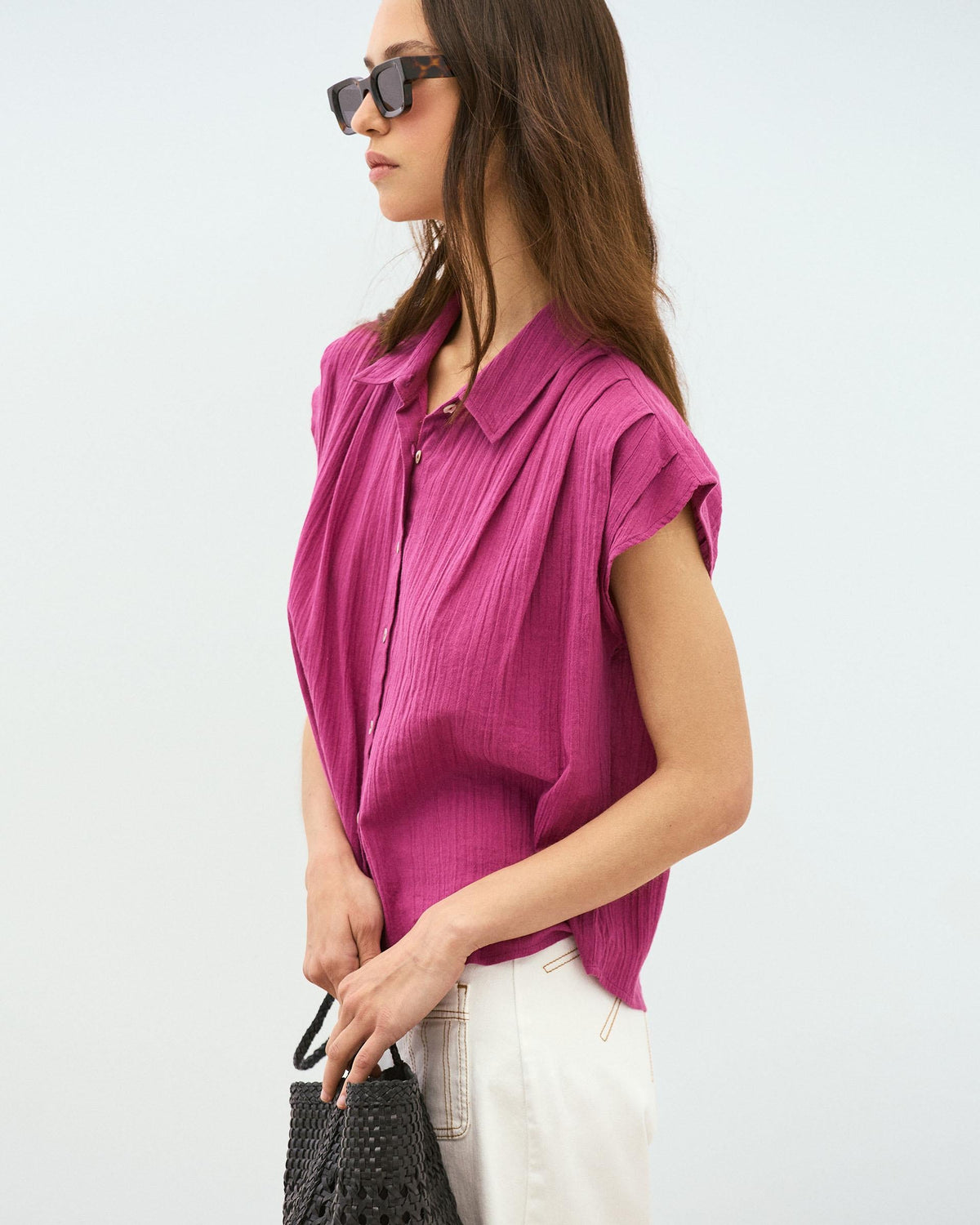 CAMISA SIN MANGAS PLIEGUES