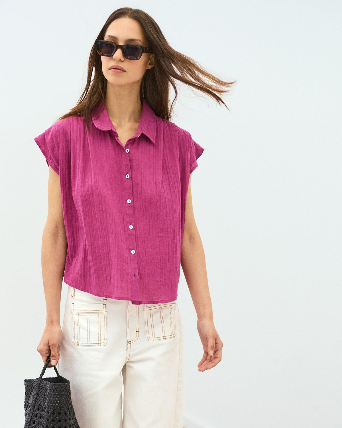 CAMISA SIN MANGAS PLIEGUES