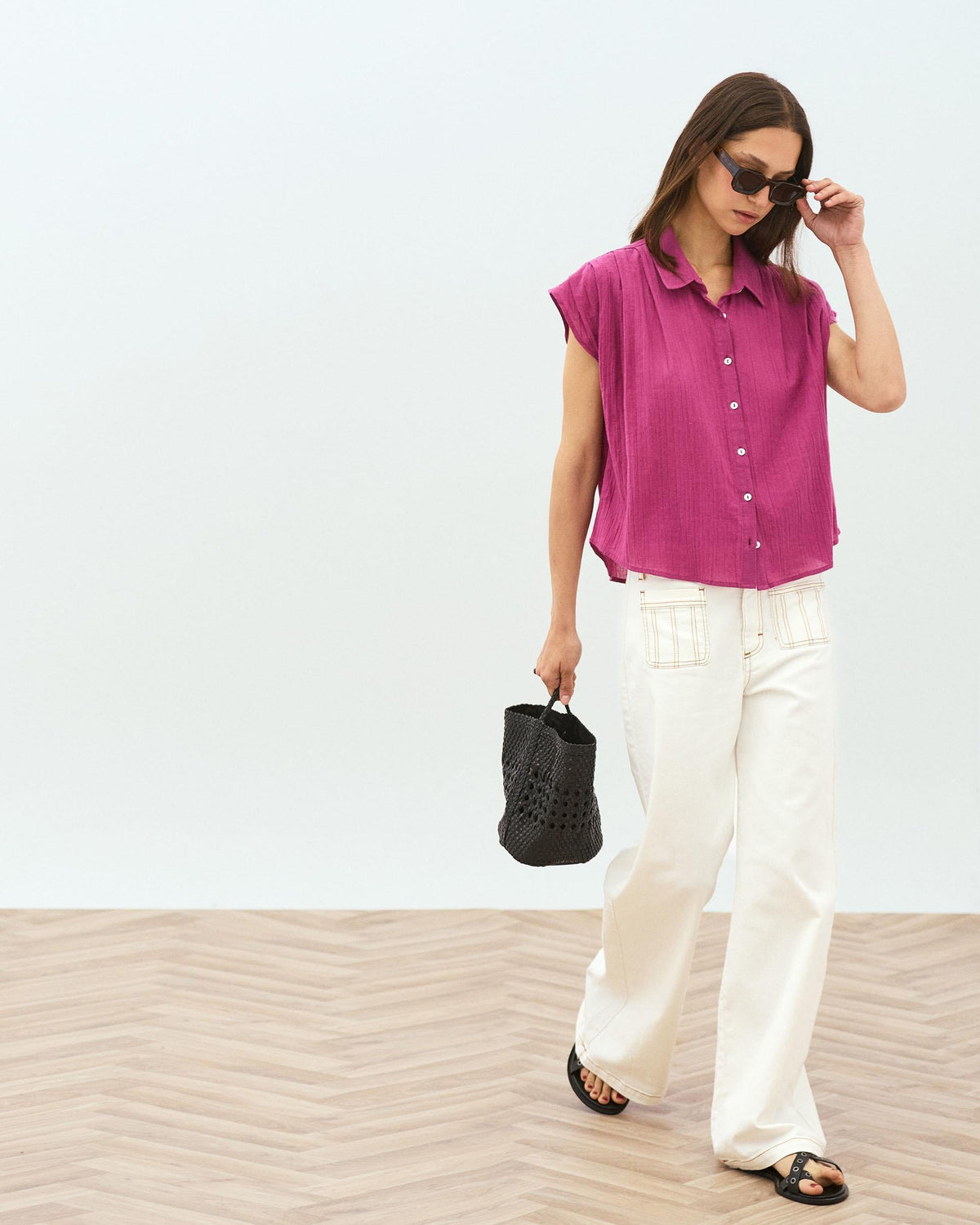 CAMISA SIN MANGAS PLIEGUES