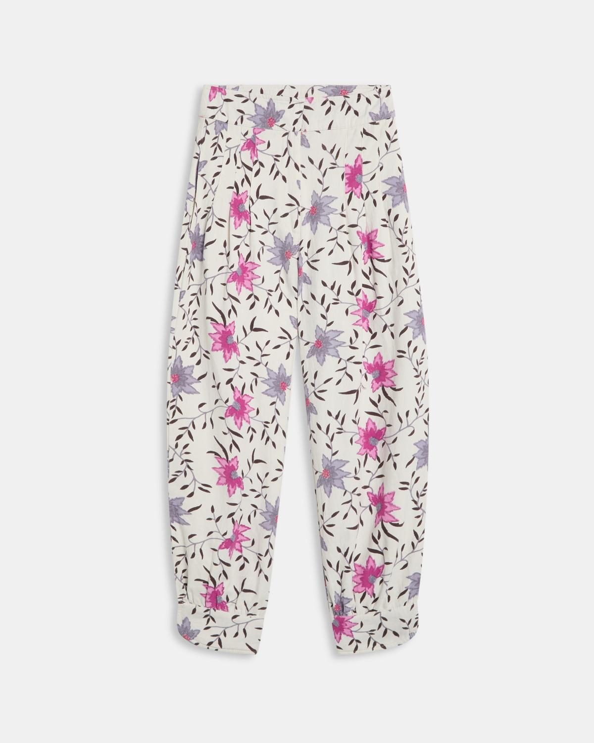 Pantalón Bombacho Estampado Floral Blanco