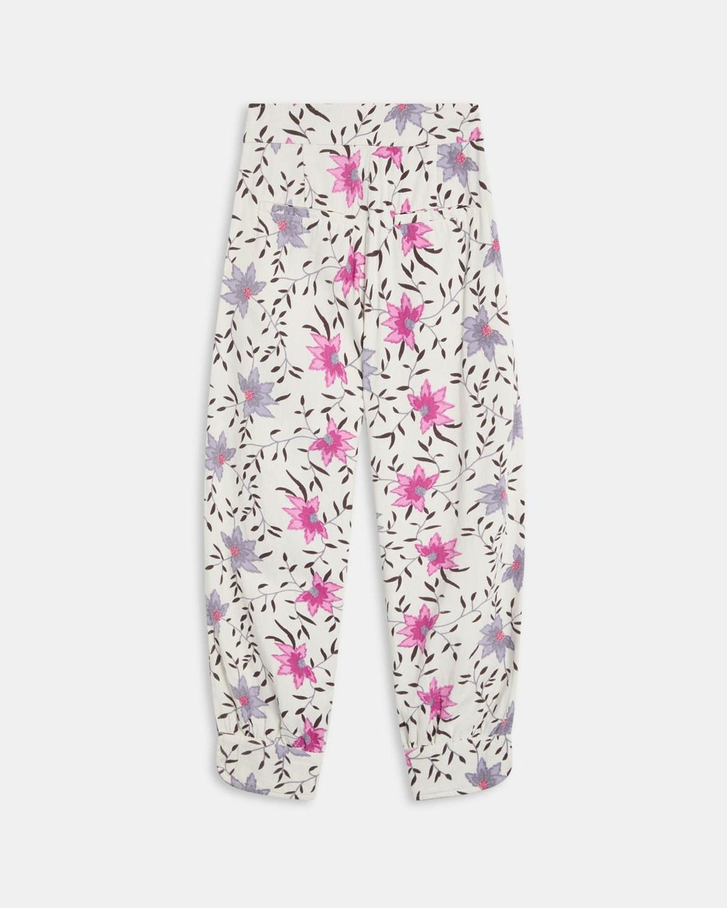 Pantalón Bombacho Estampado Floral Blanco