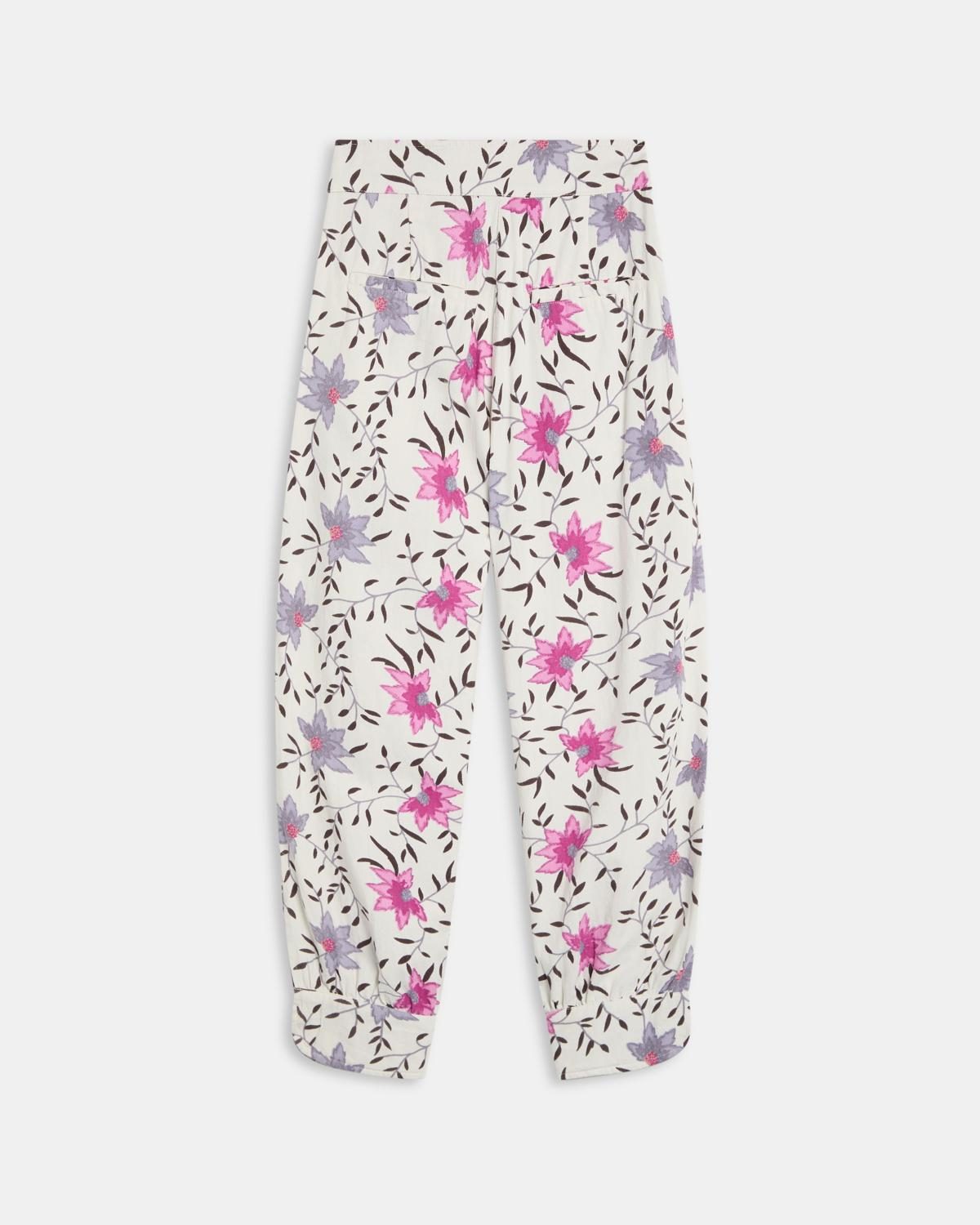 Pantalón Bombacho Estampado Floral Blanco