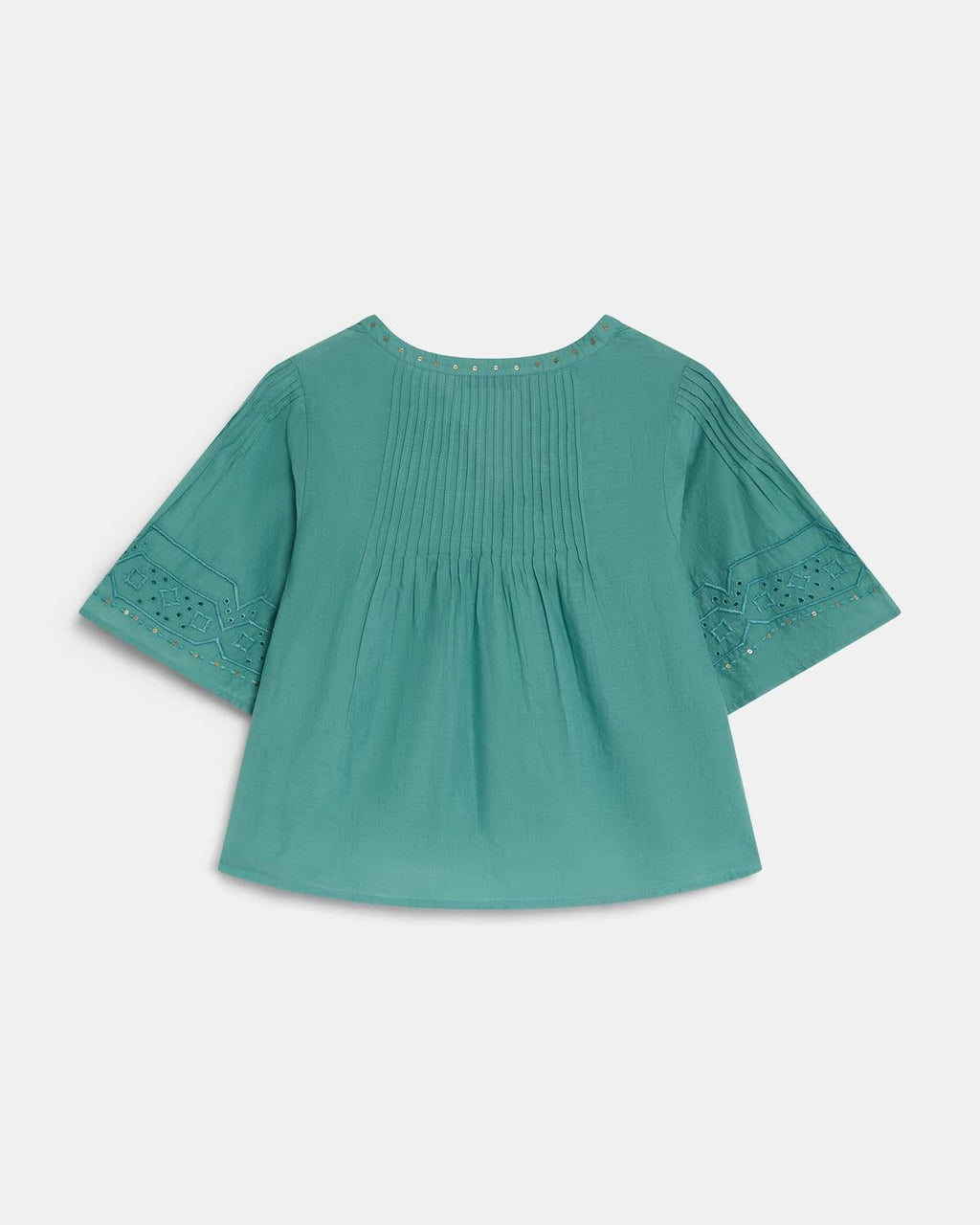 Blusa Bordados Lentejuelas Verde Agua