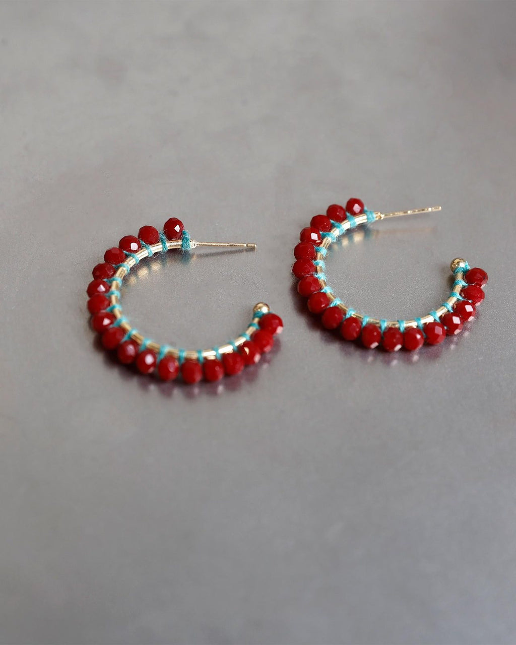 Pendientes Aros Bolitas Rojo