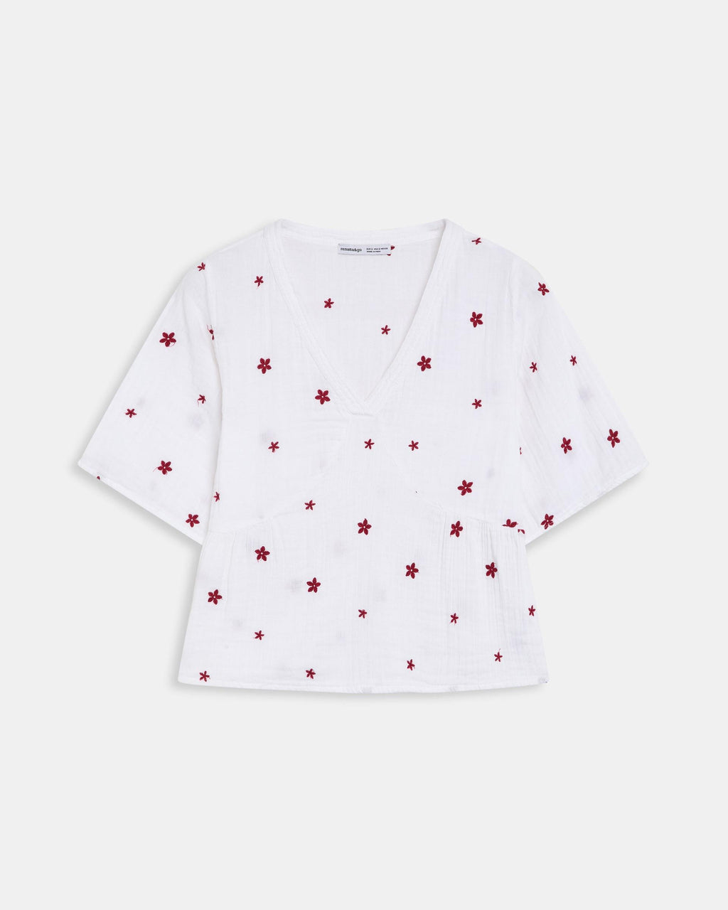 BLUSA ESCOTE EN V BORDADOS FLORALES