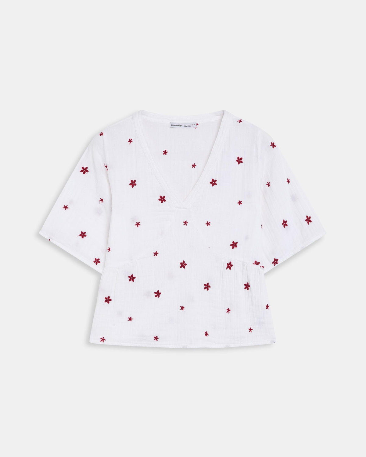 BLUSA ESCOTE EN V BORDADOS FLORALES