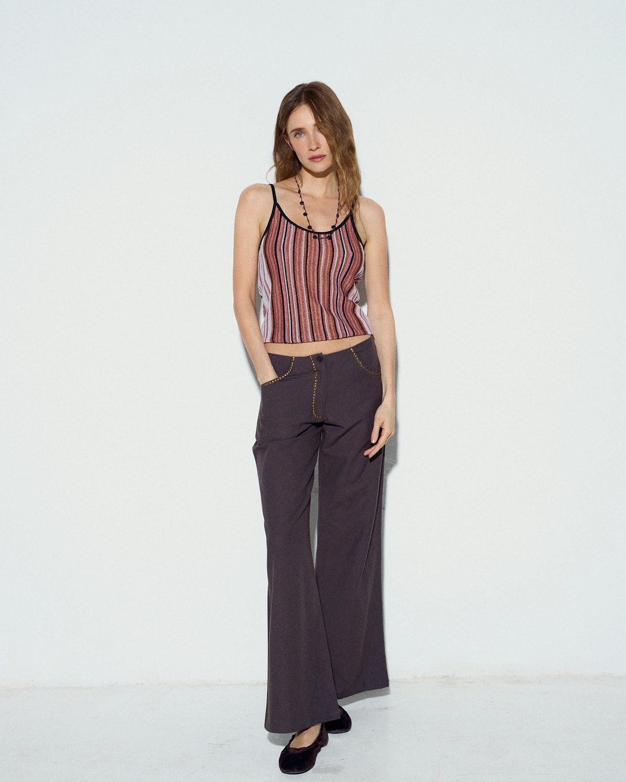 Top Rayas Colores Lurex Rosa