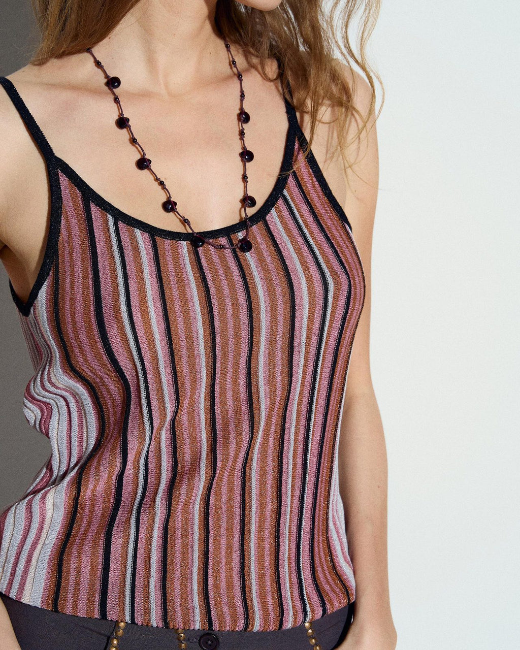 Top Rayas Colores Lurex Rosa