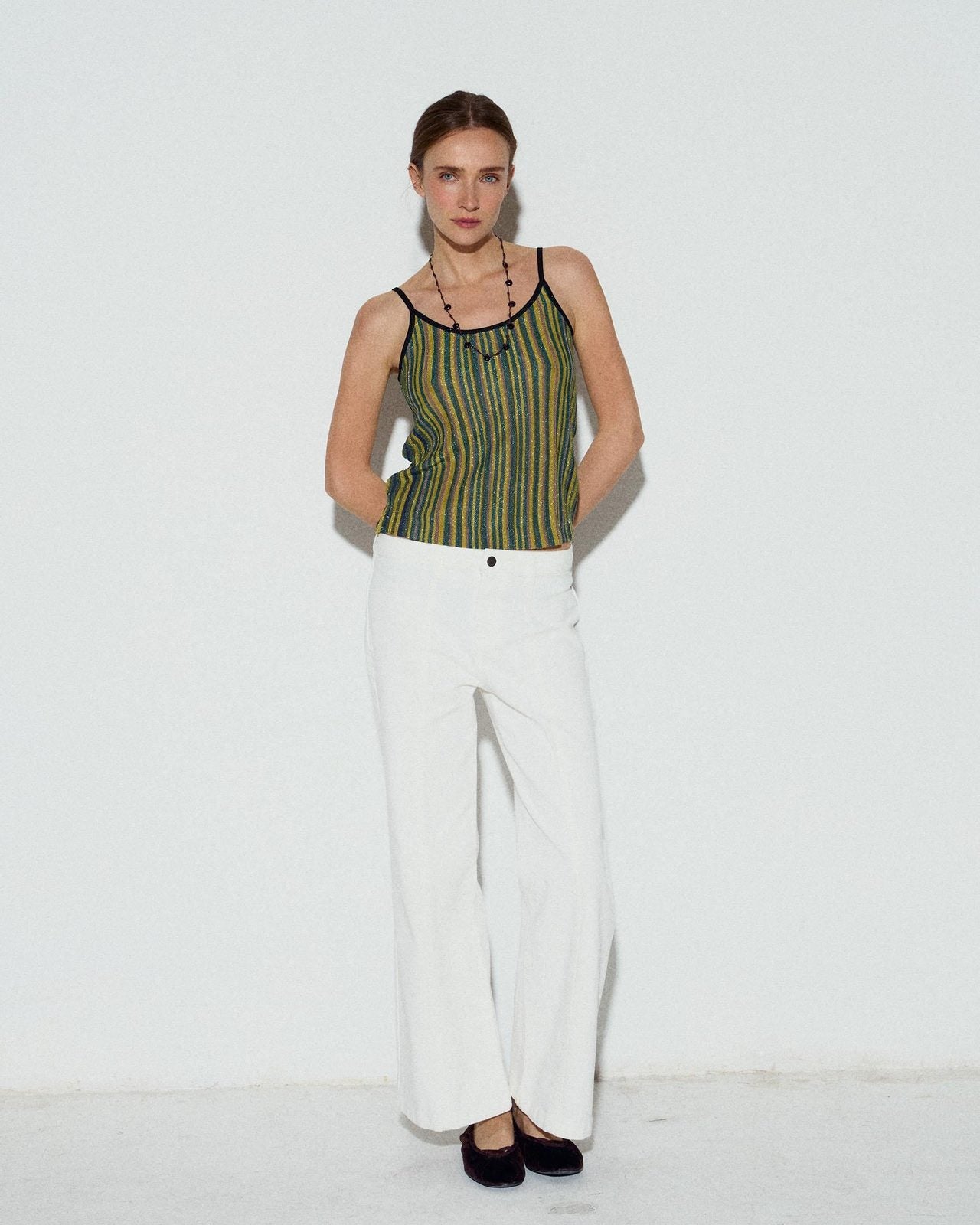 Top Rayas Colores Lurex Verde