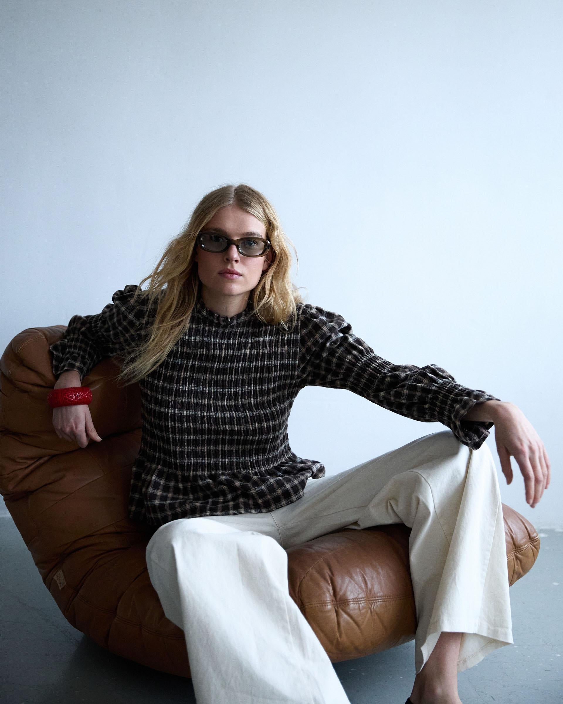 BLUSA NIDO DE ABEJA CUADROS