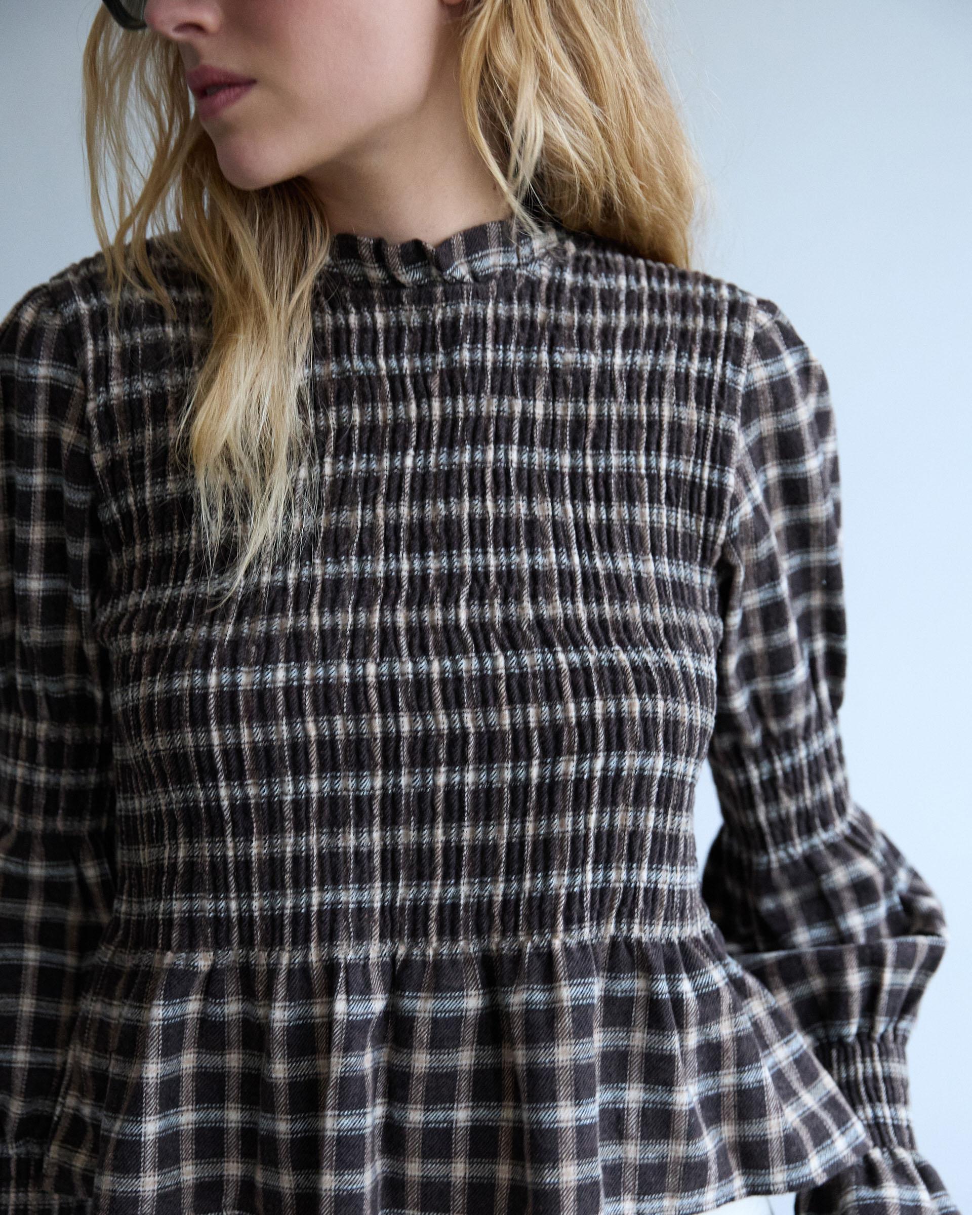BLUSA NIDO DE ABEJA CUADROS
