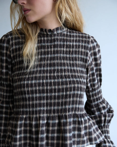 BLUSA NIDO DE ABEJA CUADROS