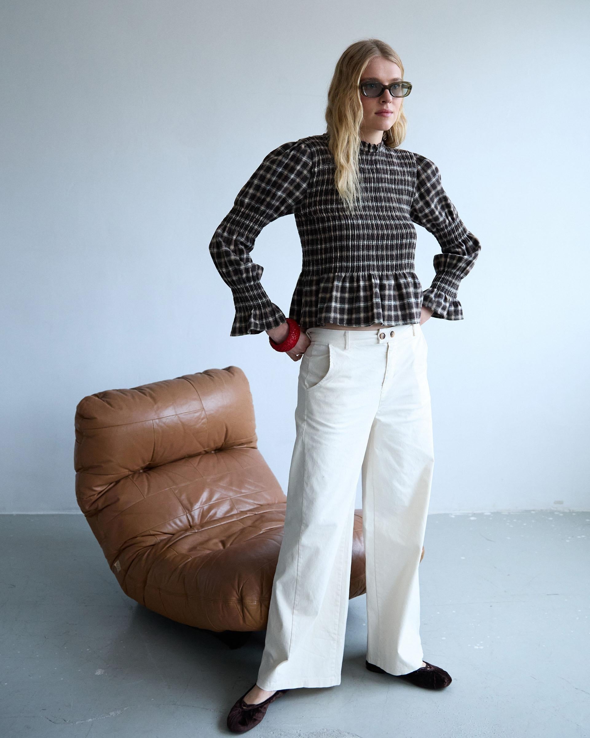 BLUSA NIDO DE ABEJA CUADROS