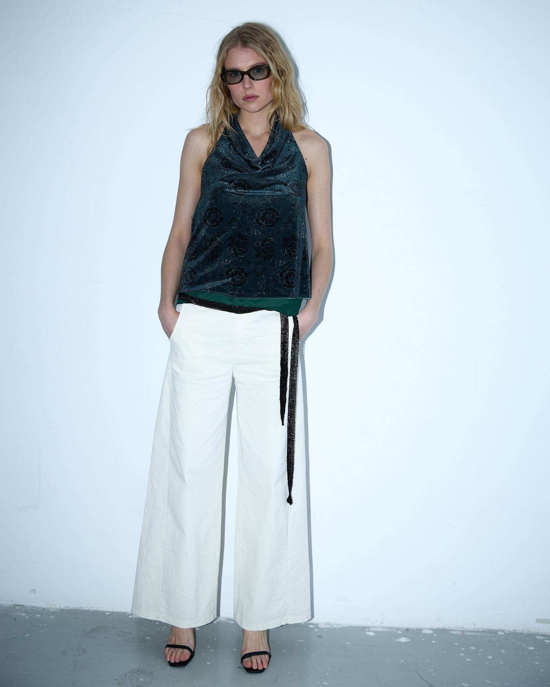 TOP HALTER TERCIOPELO ESTAMPADO FLORAL