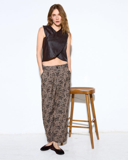 PANTALON ESTAMPADO CUADROS FLORES