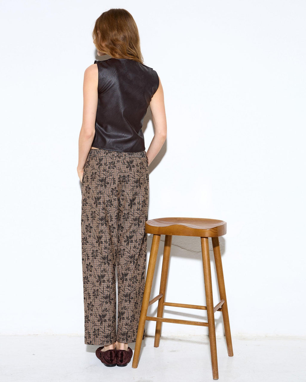 PANTALON ESTAMPADO CUADROS FLORES