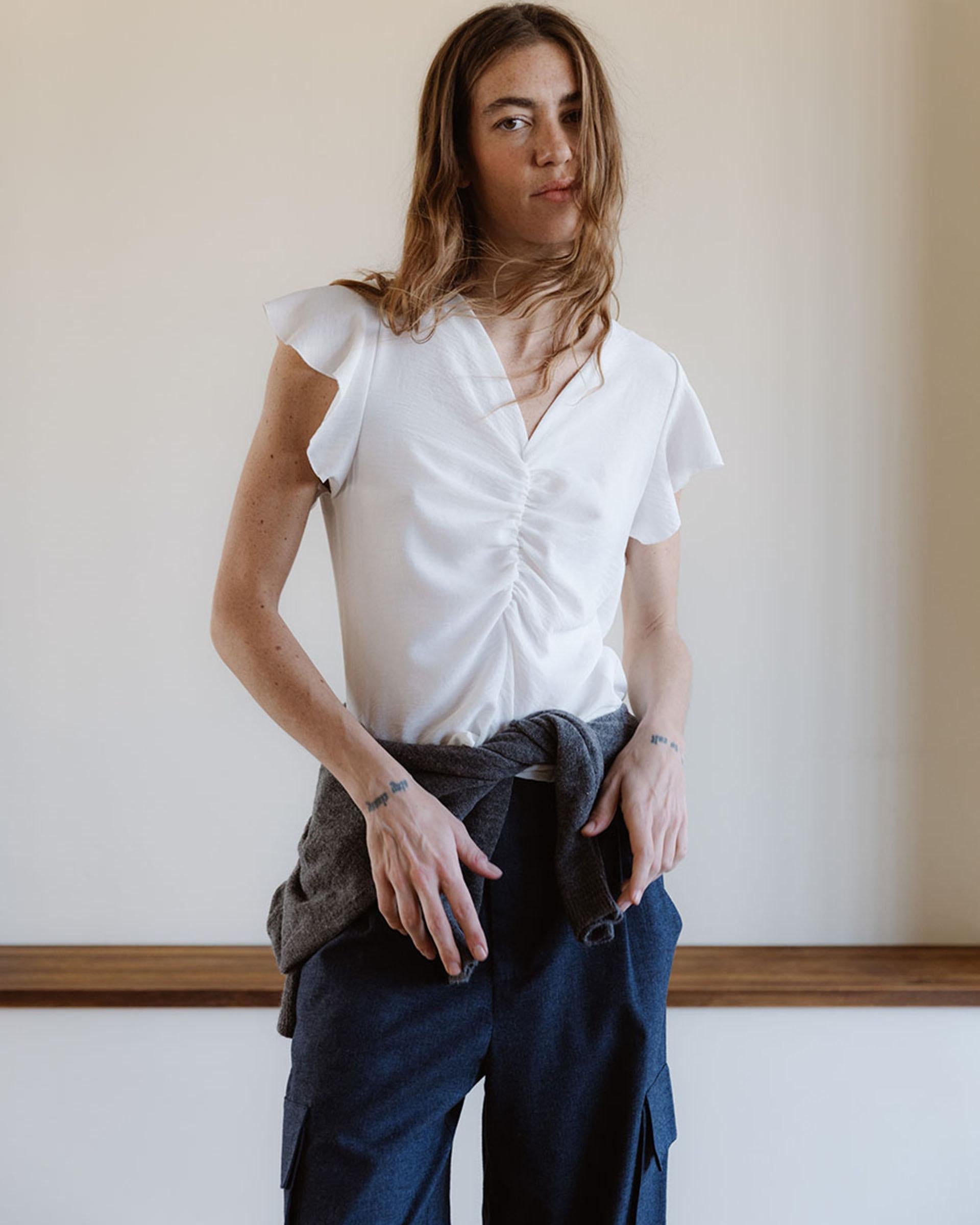 BLUSA MANGA CORTA FRUNCE