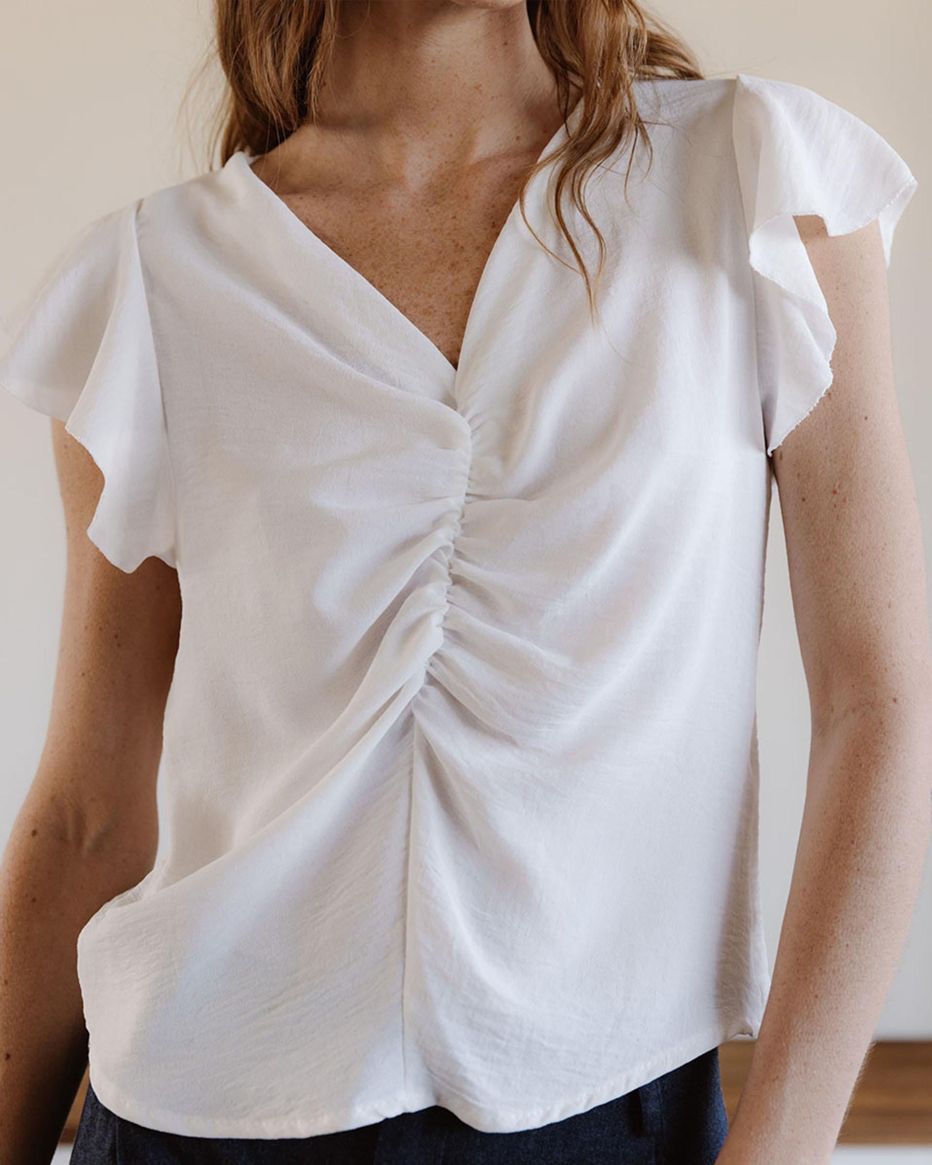 BLUSA MANGA CORTA FRUNCE