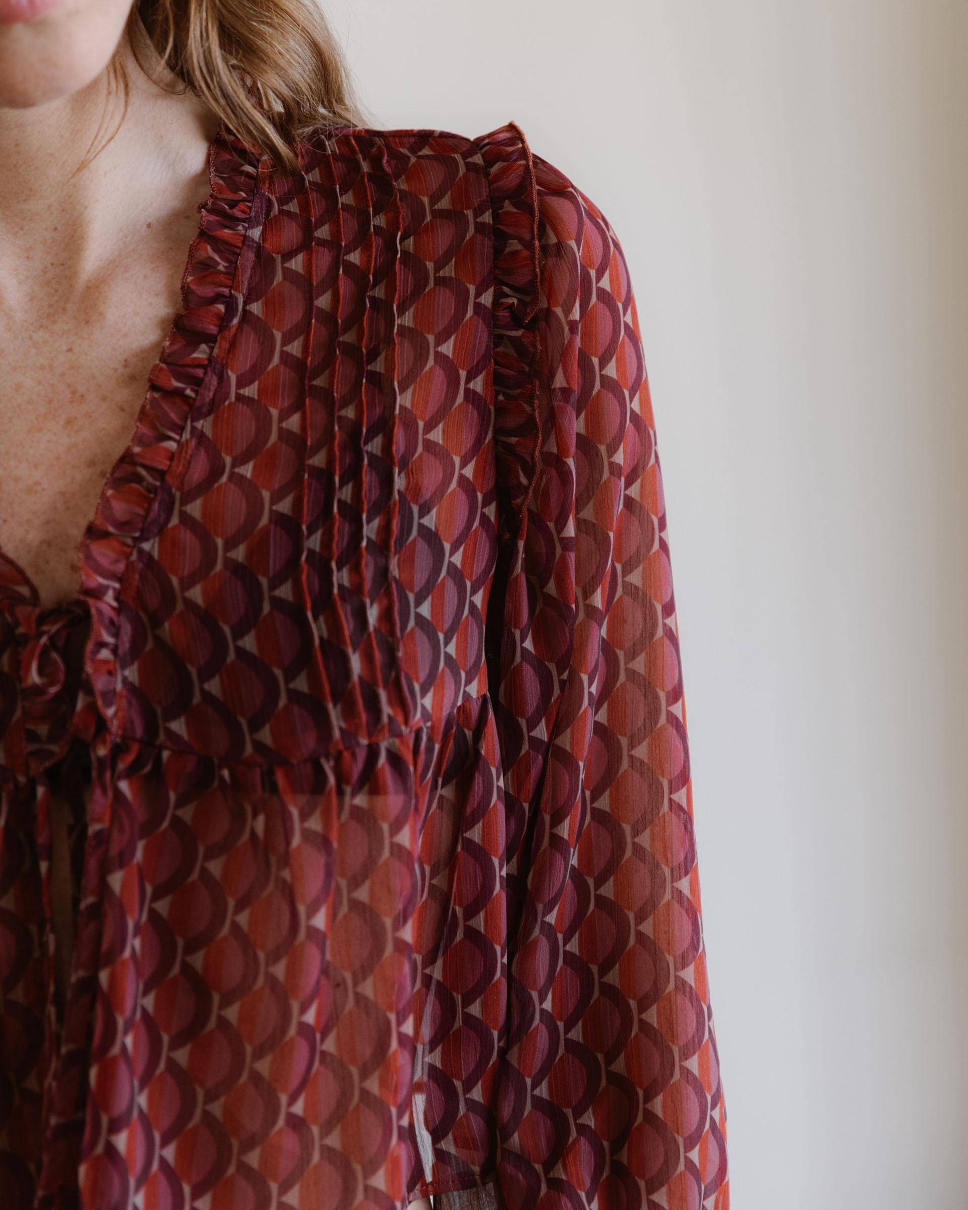 BLUSA ESTAMPADO GEOMETRICO LAZADAS