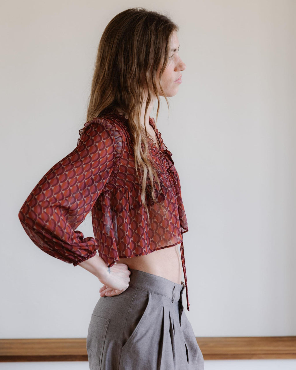 BLUSA ESTAMPADO GEOMETRICO LAZADAS