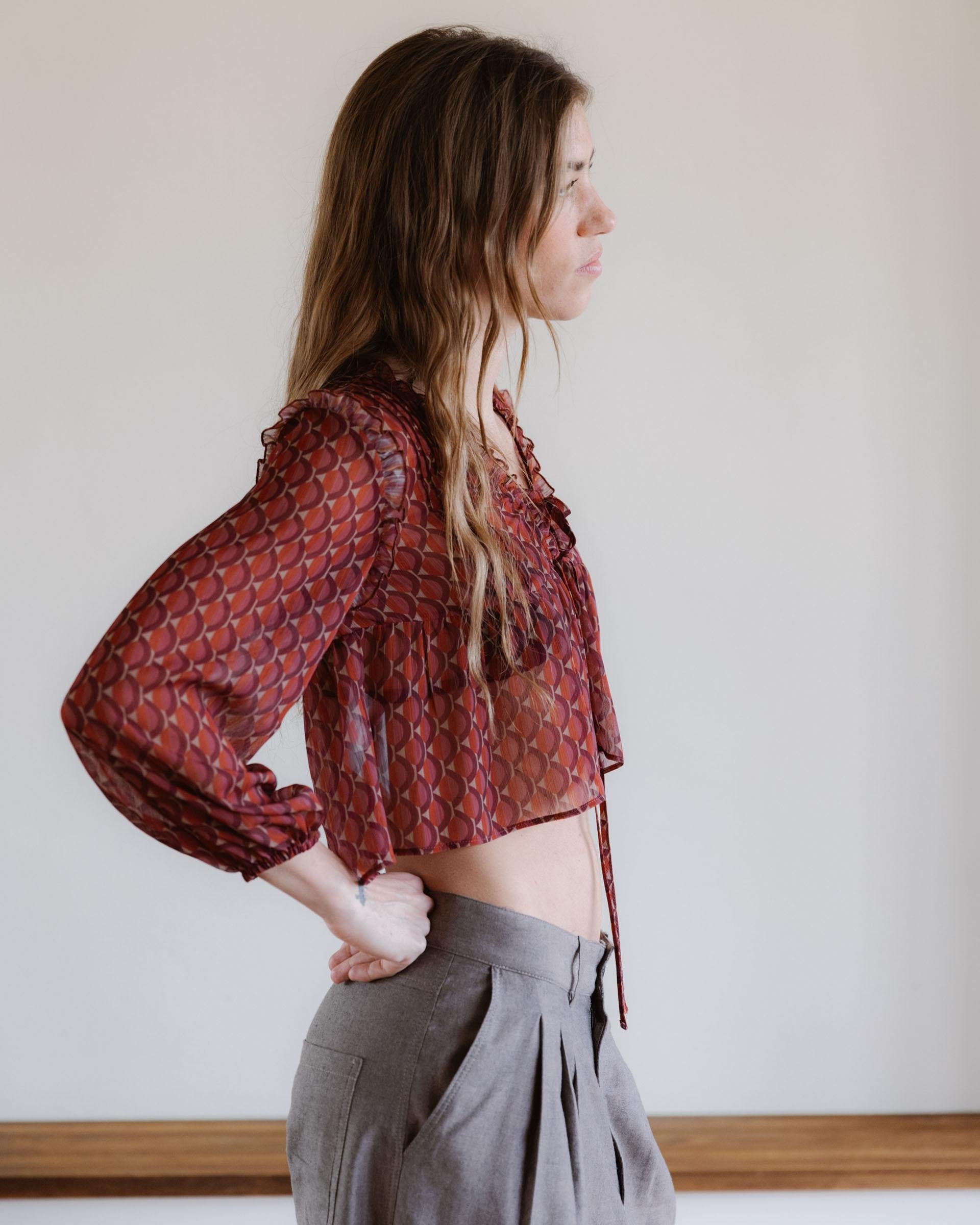 BLUSA ESTAMPADO GEOMETRICO LAZADAS